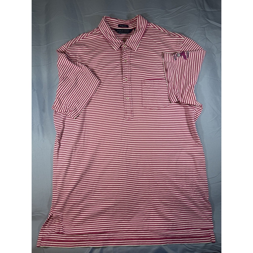Polo Golf Ralph Lauren Men's Pink Striped Short Sleeve Golf Polo Size XL